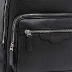 SANTONI BLACK TUMBLED LEATHER BACKPACK
