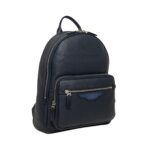 SANTONI BLUE TUMBLED LEATHER BACKPACK