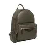 SANTONI GREEN TUMBLED LEATHER BACKPACK