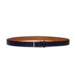 SANTONI ADJUSTABLE BLUE SAFFIANO LEATHER BELT