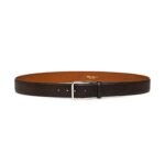 SANTONI ADJUSTABLE BROWN SAFFIANO LEATHER BELT