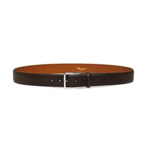 SANTONI ADJUSTABLE BROWN SAFFIANO LEATHER BELT
