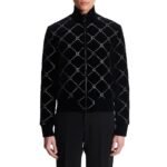 BALMAIN QUITED RHINESTONE BOMBER JACKET