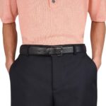 SANTONI MEN’S BLUE EMBOSSED LEATHER ADJUSTABLE BELT