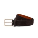 SANTONI MEN’S BROWN SUEDE ADJUSTABLE BELT