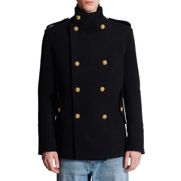 BALMAIN SHORT MILITARY STYLE COAT