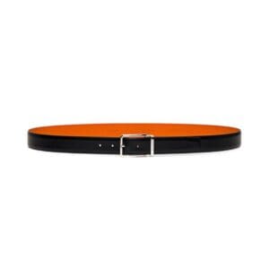 SANTONI MEN’S POLISHED BLACK LEATHER ADJUSTABLE BELT