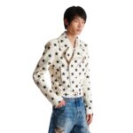 BALMAIN STARS BIKER JACKET IN EMBROIDERED LEATHER