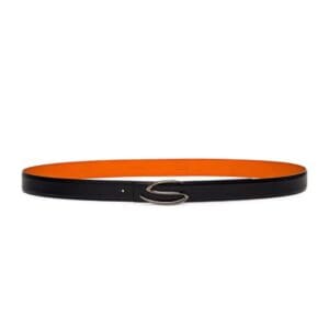 SANTONI MEN’S POLISHED BLUE LEATHER S BUCKLE BELT