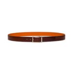 SANTONI MEN’S POLISHED BROWN LEATHER ADJUSTABLE BELT