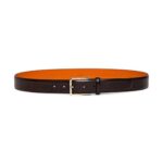 SANTONI MEN’S POLISHED BROWN LEATHER ADJUSTABLE BELT