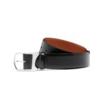 SANTONI MEN’S BLACK LEATHER ADJUSTABLE BELT