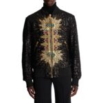 BALMAIN ZIPPED JACKET WITH EMBROIDERY