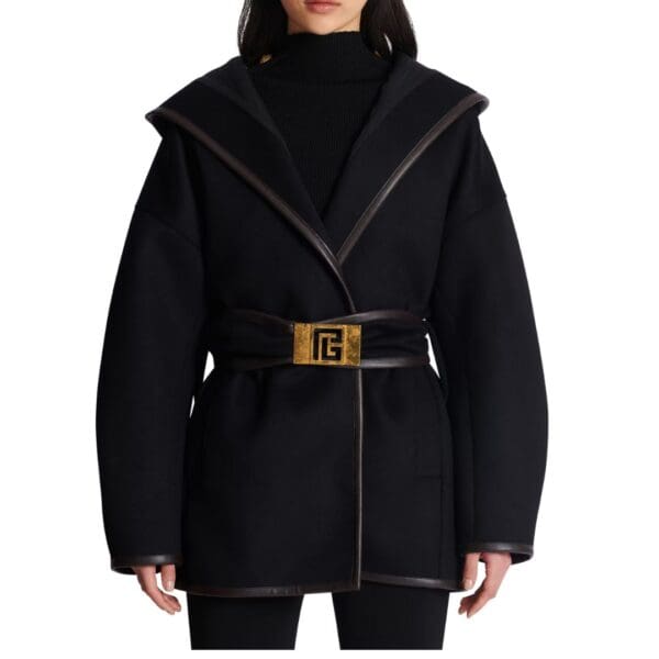 BALMAIN BELTED WOOL COAT