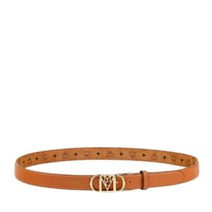 MCM MODE TRAVIA REVERSIBLE BELT 1” IN EMBOSSED LEATHER COGNAC