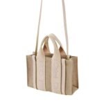CHLOE MINI WOODY TOTE BAG IN LINEN WILD GREY