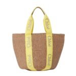CHLOE LARGE WOODY BASKET YELLOW & BEIGE