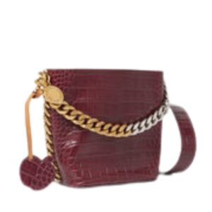 STELLA MCCARTNEY FRAYME CROC-EFFECT EMBOSSED BUCKET BAG