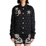 BALMAIN STARS EMBROIDERED BOMBER JACKET