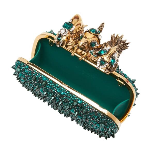ALEXANDER MCQUEEN WOMANS BOSCH KNUCLE CLUTCH IN EMERALD