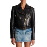 BALMAIN ZIPPED LEATHER BIKER JACKET