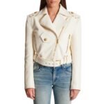 BALMAIN ZIPPED LEATHER BIKER JACKET