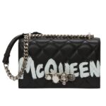 ALEXANDER MCQUEEN WOMANS JEWELLED SATCHEL IN BLACKWHITE