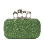 ALEXANDER MCQUEEN WOMANS KNUCKLE CLUTCH IN ACID GREEN