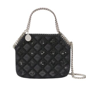 STELLA MCCARTNEY FALABELLA CHECKED SEQUIN EMBROIDERY EVENING TOTE BAG