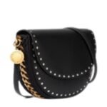 STELLA MCCARTNEY FRAYME STUDDED GRAINY ALTER MAT MEDIUM FLAP SHOULDER BAG