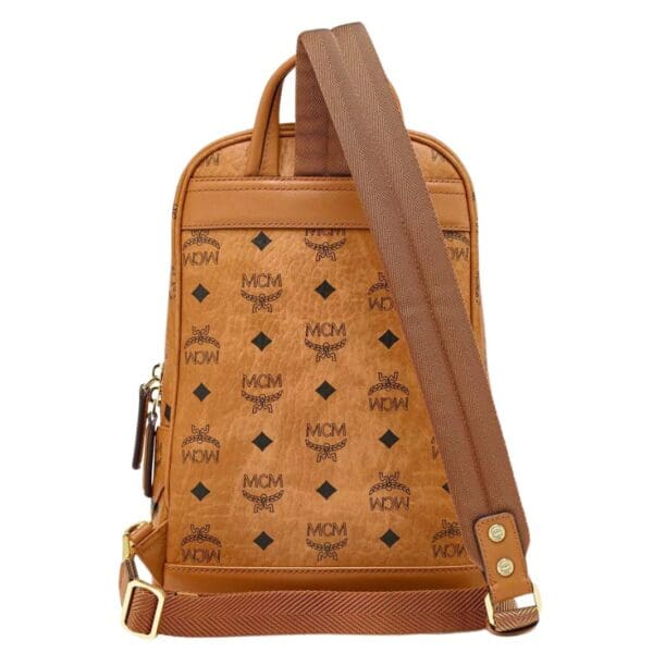MCM AREN SLING BAG IN VISETOS COGNAC