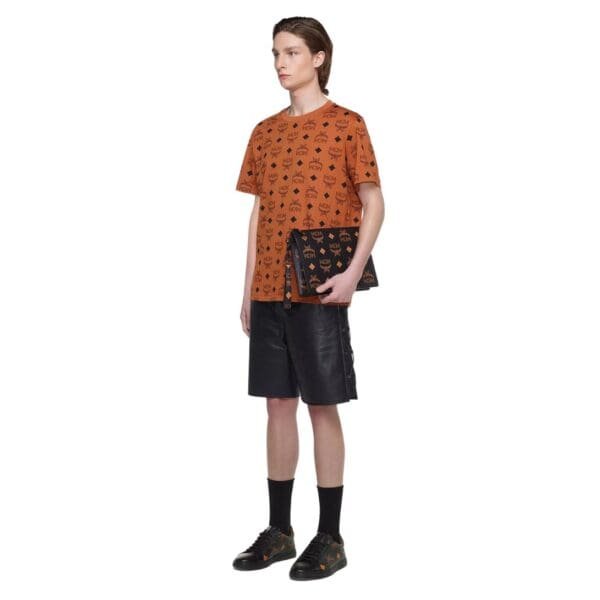 MCM AREN WRISTLET ZIP POUCH IN MAXI VISETOS BLACK