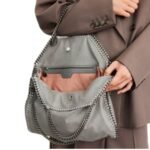 STELLA MCCARTNEY FRAYME CROC-EFFECT EMBOSSED MEDIUM FLAP SHOULDER BAG