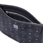 MCM WRISTLET ZIP POUCH IN VISETOS ORIGINAL BLACK