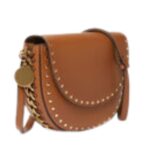 STELLA MCCARTNEY FRAYME STUDDED GRAINY ALTER MAT MEDIUM FLAP SHOULDER BAG