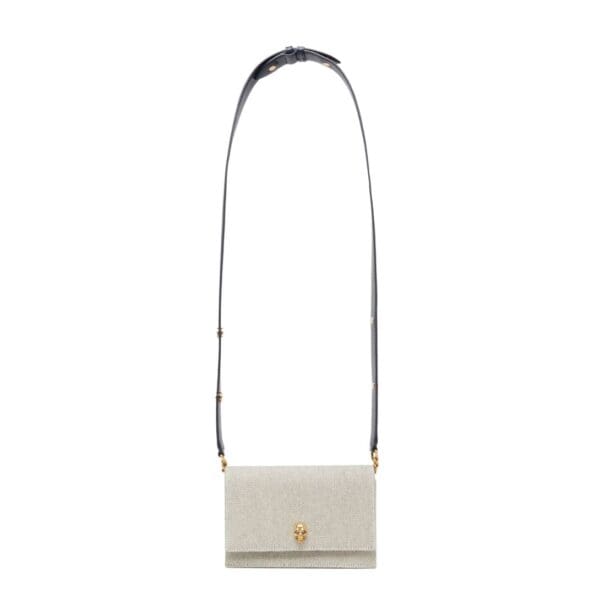 ALEXANDER MCQUEEN WOMANS THE BIKER SMALL SKULL BAG IN GRAYNAVY