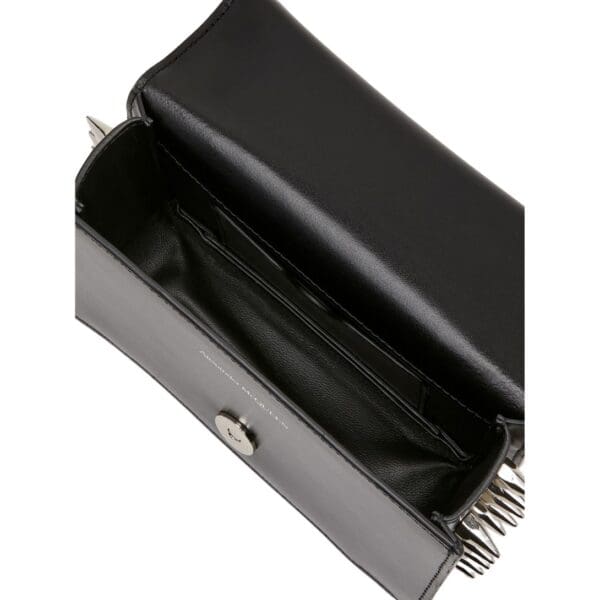 ALEXANDER MCQUEEN WOMANS THE BIKER STUDDED MINI JEWELLED SATCHEL IN BLACK