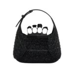 ALEXANDER MCQUEEN WOMENS THE JEWELLED HOBO MINI BAG IN BLACK