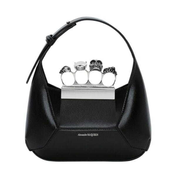 ALEXANDER MCQUEEN WOMENS THE JEWELLED HOBO MINI BAG IN BLACK