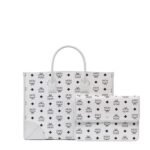 MCM LARGE MÜNCHEN TOTE IN VISETOS WHITE