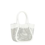 PROENZA EXTRA SMALL RUCHED TOTE IN PERFORATED LEATHER OPTIC WHITE