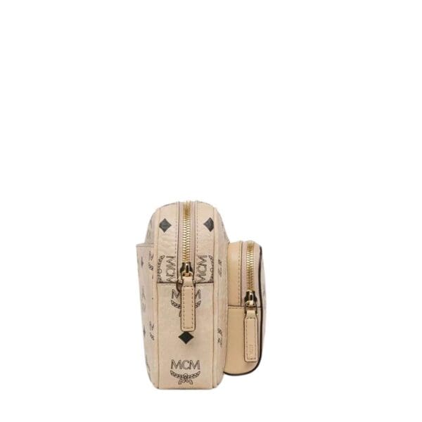 MCM SMALL AREN CROSSBODY IN MEGA LAUREL VISETOS BEIGE