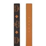 MCM CLAUS LAUREL M REVERSIBLE BELT 1.75” IN MAXI VISETOS BLACK/COGNAC
