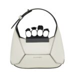 ALEXANDER MCQUEEN WOMENS THE JEWELLED HOBO MINI BAG IN SOFT LVORY