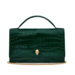 ALEXANDER MCQUEEN WOMENS TOP HANDLE SKULL BAG IN EMERALD