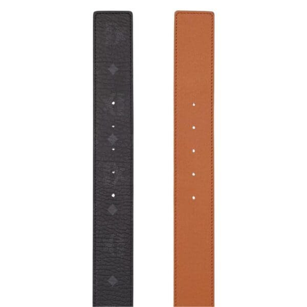 MCM CLAUS STUDDED M REVERSIBLE BELT 1.75” IN VISETOS BLACK