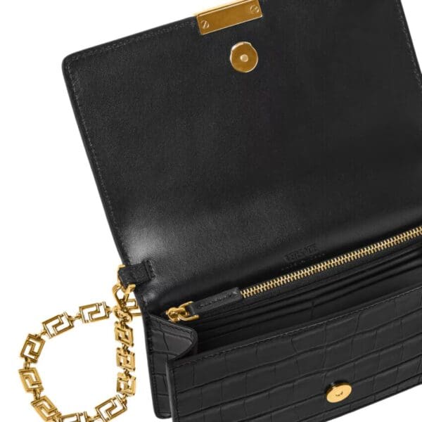VERSACE CROC-EFFECT GRECA GODDESS MINI BAG