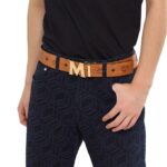 MCM CLAUS M REVERSIBLE BELT 1.75" IN VISETOS GOLD