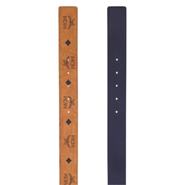 MCM CLAUS EPOXY LAUREL M REVERSIBLE BELT 1.5” IN VISETOS COGNAC/SILVER