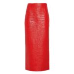 PRADA NAPPA LEATHER SKIRT IN RED